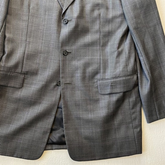 Mens 42L X-Long Gray Glenn Check Dormeuil Amadeus Wool Suit Jacket Sport Coat - Picture 3 of 12